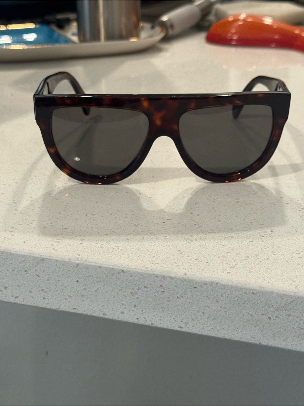 Celine Tortoiseshell Shield Sunglasses - Dark Lenses
